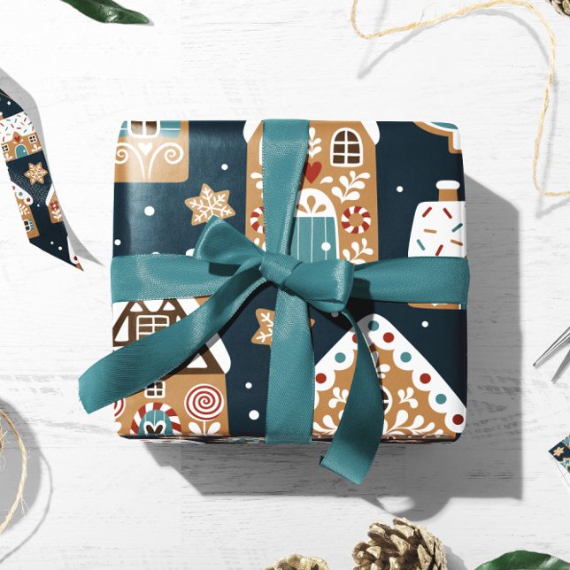 Papel De Presente Gingerbird House Gift Wrap | Vestido de presente d (Criador carregado)