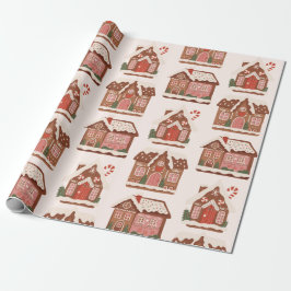 Papel De Presente Gingerbird House Modern Feliz Natal