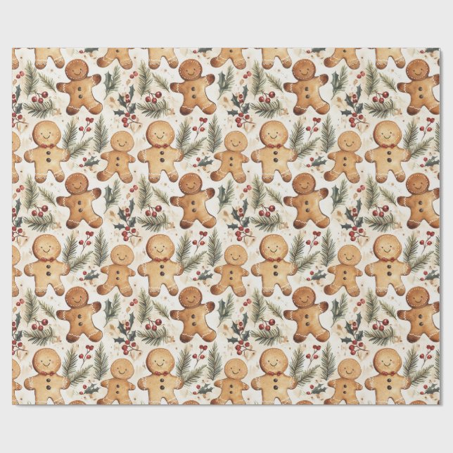 Papel De Presente Gingerbird Man Cookie (Aberto)