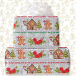 Papel De Presente Gingerbird Man Snowman Add Name Christmas<br><div class="desc">Gingercake House Bonito Snowman Adicione Nome e Saudação</div>