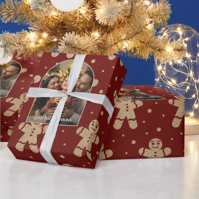 Papel De Presente Gingerbird Personalizado Foto de Natal (Feriados)