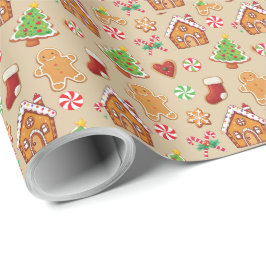 Papel De Presente Gingerbread Baby Christmas Girft Wrapping Paper