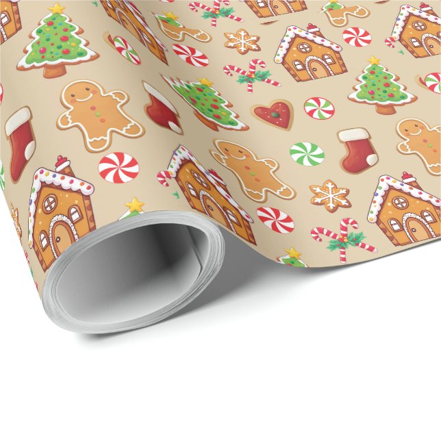 Papel De Presente Gingerbread Baby Christmas Girft Wrapping Paper (Ponta do rolo)