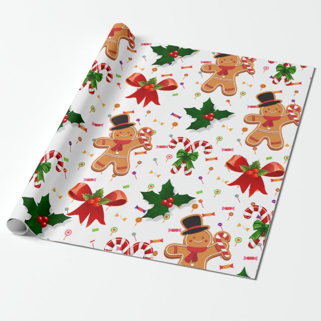 Papel De Presente Gingerbread Christmas Candy Ribbon (Desenrolado)