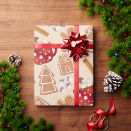 Papel De Presente Gingerbread Cookies & Hot Chocolate Wrapping Paper