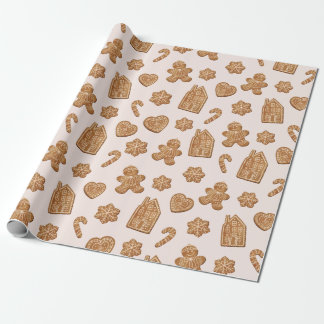 Papel De Presente Gingerbread Cookies Pattern Christmas Holiday