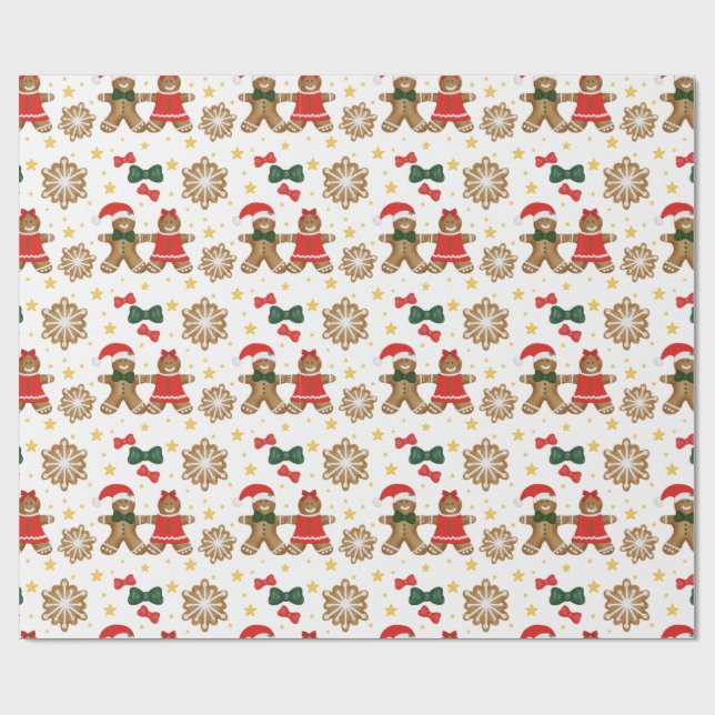 Papel De Presente Gingerbread Friends Christmas Wrapping Paper (Aberto)