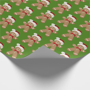 Papel De Presente gingerbread man com chapéu de Papai Noel
