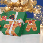 Papel De Presente Gingercake Candy Cane Christmas<br><div class="desc">Pão Verde com Canes Doces.</div>