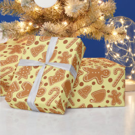 Papel De Presente Gingercake cookie amarelo claro sem costura