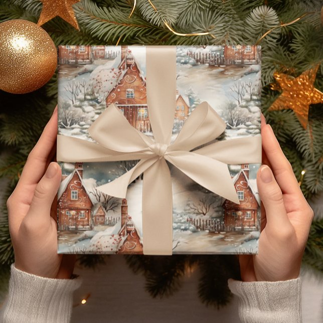 Papel De Presente Gingercake House Snowy Christmas (Criador carregado)
