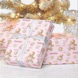 Papel De Presente Gingercake Man Girl Pink Name Natal