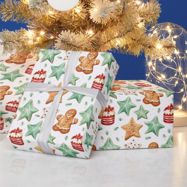 Papel De Presente Gingercake Men Cutout Cookies Natal moderno (Feriados)