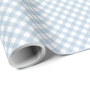 Papel De Presente Gingham azul controla simples xadrez fofa