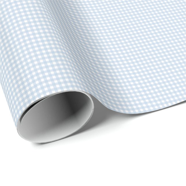 Papel De Presente Gingham Azul e Branco (Ponta do rolo)