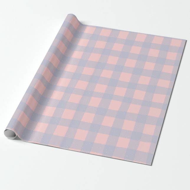 Papel De Presente Gingham Check Pattern with White Speckles (Desenrolado)