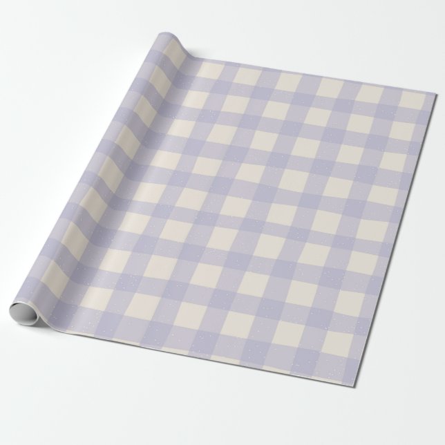 Papel De Presente Gingham Check Pattern with White Speckles (Desenrolado)