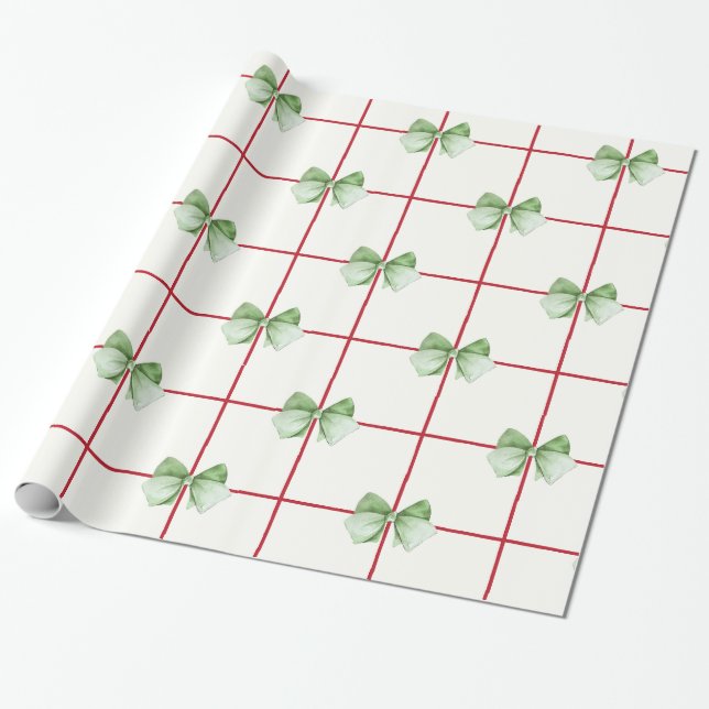 Papel De Presente Gingham com Arcos de papel para moldagem de natal (Desenrolado)