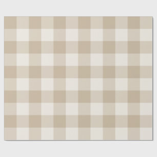 Papel De Presente Gingham de Xadrez Búfalo Bege Natural Grande