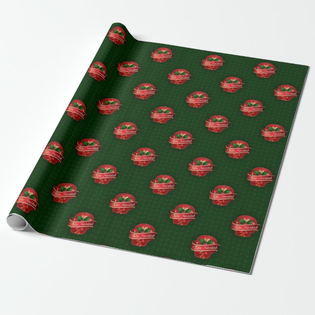 Papel De Presente Gingham Feliz Navidad (Desenrolado)