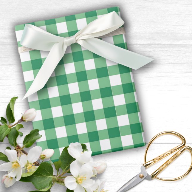 Papel De Presente Gingham Green E White Xadrez (Gingham Green And White Plaid Wrapping Paper
)