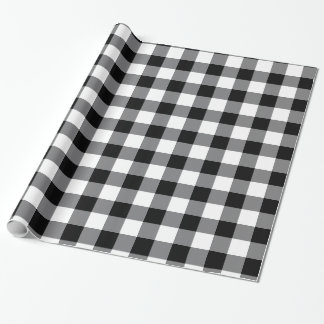 Papel De Presente Gingham Preto E Branco