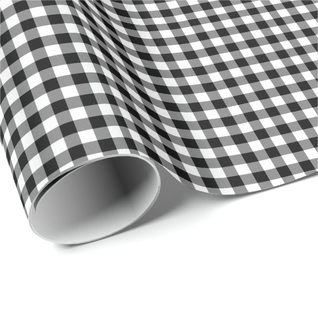 Papel De Presente Gingham Preto e Branco (Ponta do rolo)