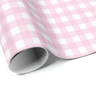 Papel De Presente Gingham Rosa e Branco