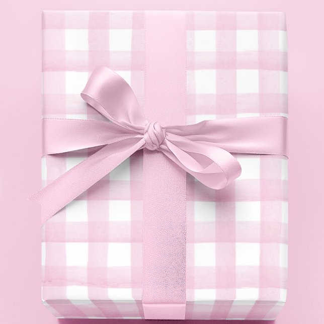 Papel De Presente Gingham rosa-rosa-menina de papel embrulhada em ch (Criador carregado)