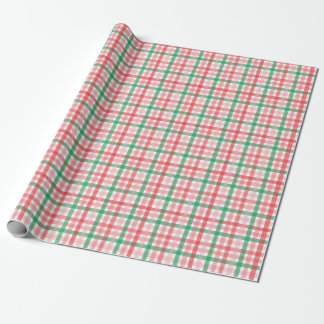Papel De Presente Gingham verde-aquoso clássico para o Natal