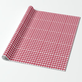 Papel De Presente Gingham Vermelho e Branco