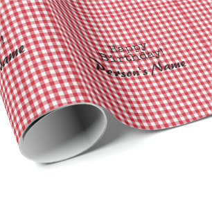 Papel De Presente Gingham Vermelho e Branco - HAMbyWG Wrappaper
