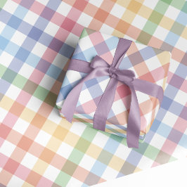 Papel De Presente Gingham xadrez arco-íris pastel colorido