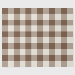 Papel De Presente Gingham Xadrez Grande Marrom