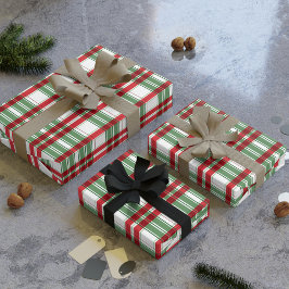 Papel De Presente Gingham, Xadrez Vermelha Verde e Vermelha, Chefiad