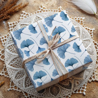 Ginkgo Folha Tropical padrão azul e branco