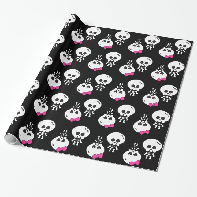 Papel De Presente gira kawaii emo boy skeletons (Desenrolado)