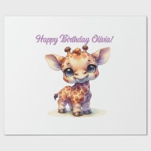Papel De Presente Girafa-bebê bonitinha de água