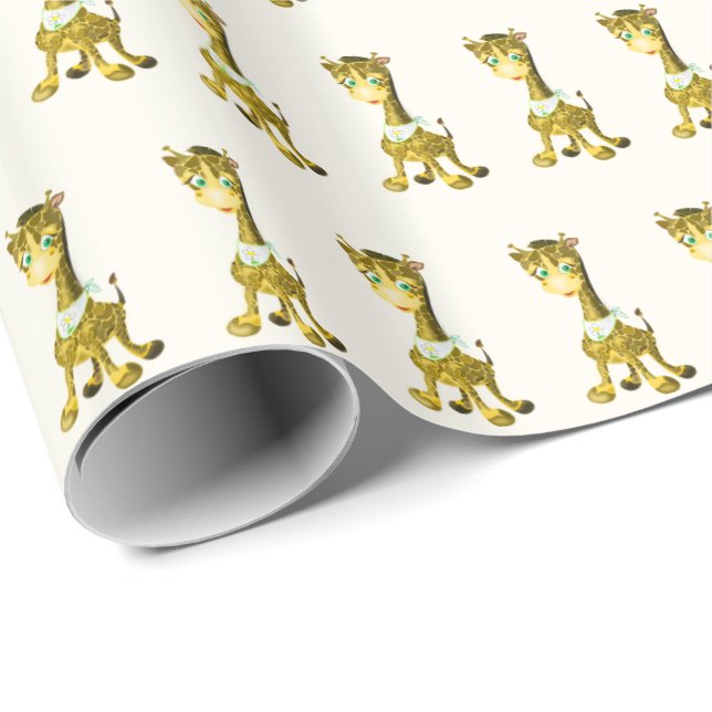 Papel De Presente Girafa Bestiça - Doce - Escolha Cor (Ponta do rolo)