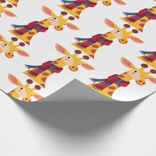 Papel De Presente Girafa com um Design de Cachecol, Impressão de Gir (Ponta)