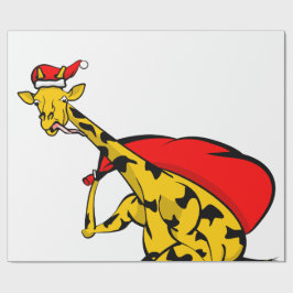 Papel De Presente Girafa de bicicleta Papai Noel Natal