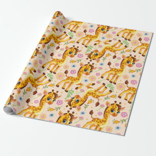 Papel De Presente Girafa de desenho animado