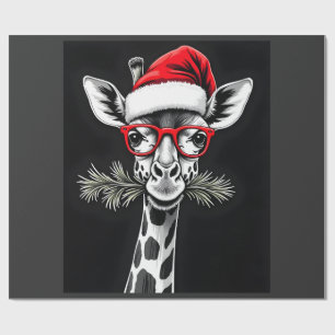 Papel De Presente Girafa de Natal Chapéu do Papai Noel Presente de P
