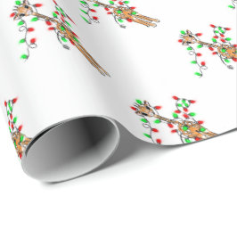 Papel De Presente Girafa de Natal - Luzes vermelhas e verdes cintila