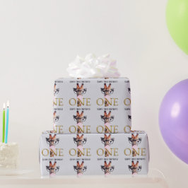 Papel De Presente Girafa de óculos aniversário de um ano chiclete ro