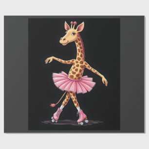 Papel De Presente Girafa De Patins Em Tutu Rosa E Regata