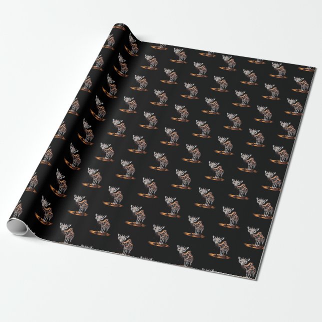 Papel De Presente Girafa Derretendo Design de Arte Surreal Engraçado (Desenrolado)