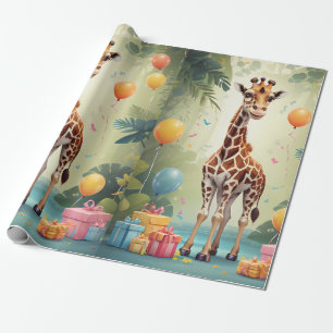 Papel De Presente Girafa e presentes na selva   Papel de enrolamento