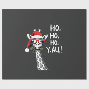 Papel De Presente Girafa Fofa Com Chapéu de Papai Noel Feliz Natal G