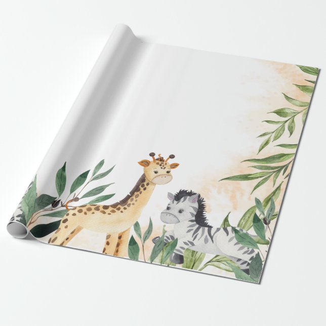 Papel De Presente Girafa Fofa, Zebra Sai do Chuveiro de Bebê  (Desenrolado)